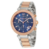 Michael Kors Parker Blue Dial Two Tone Steel Strap Watch for Women - MK6141