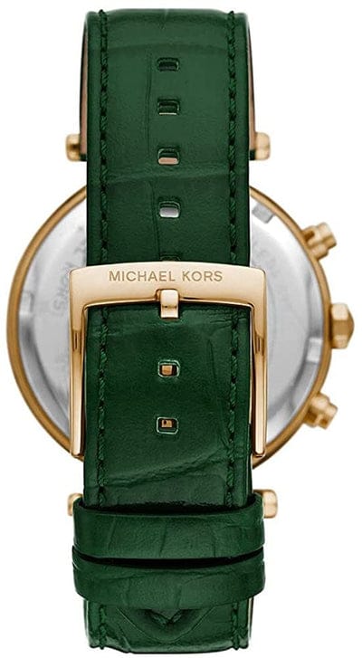 Michael Kors Parker Chronograph Green Dial Green Leather Strap Watch For Women - MK6985