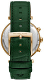 Michael Kors Parker Chronograph Green Dial Green Leather Strap Watch For Women - MK6985