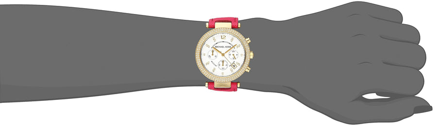 Michael Kors Parker Chronograph White Dial Pink Leather Strap Watch for Women - MK2297