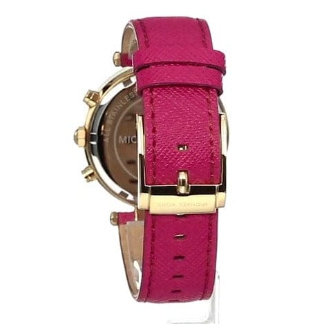 Michael Kors Parker Chronograph White Dial Pink Leather Strap Watch for Women - MK2297
