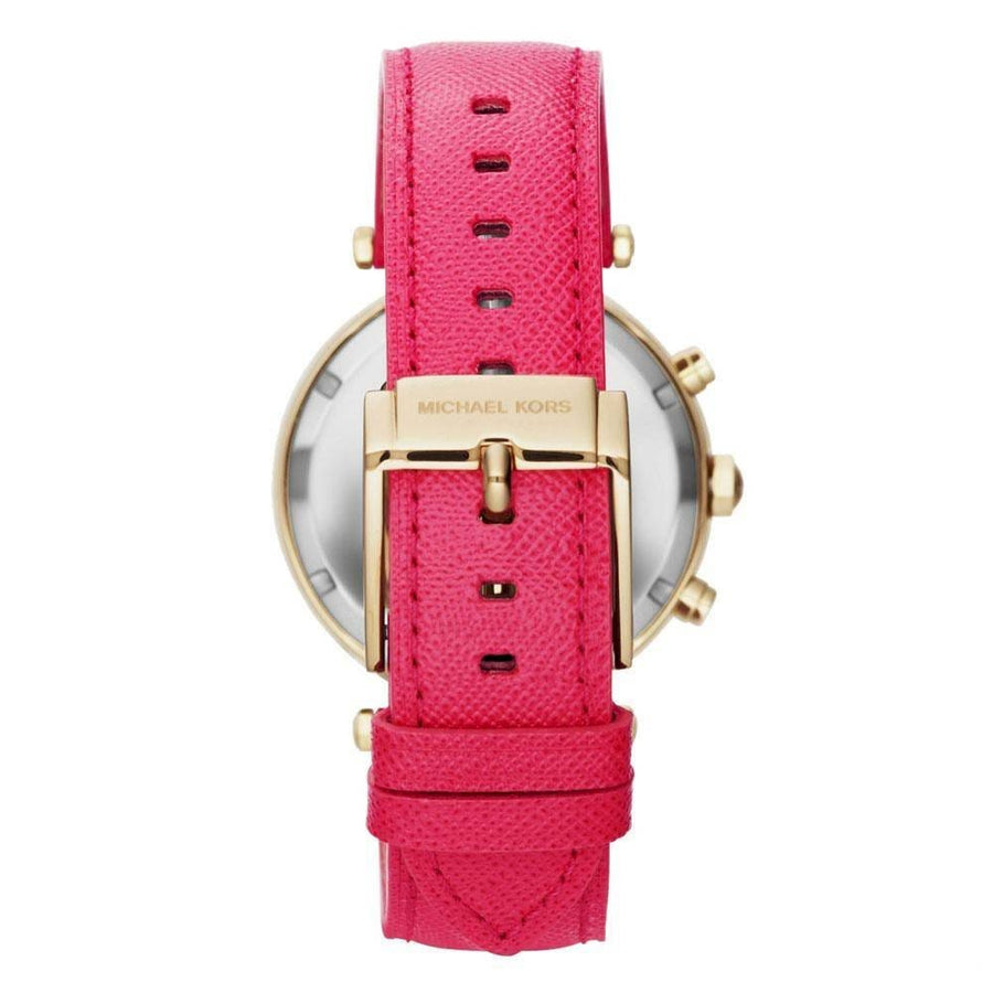 Michael Kors Parker Chronograph White Dial Pink Leather Strap Watch for Women - MK2297