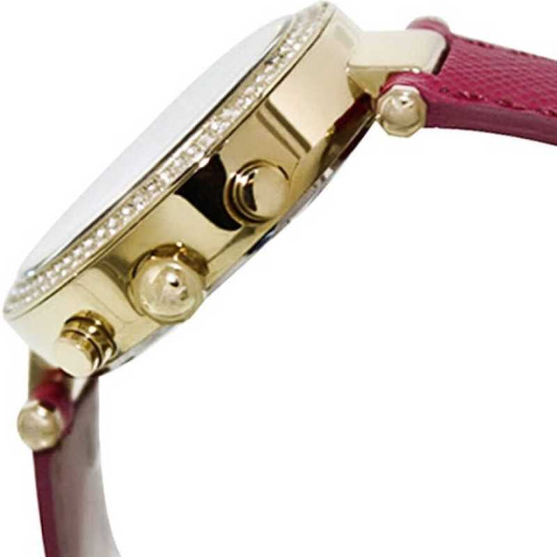 Michael Kors Parker Chronograph White Dial Pink Leather Strap Watch for Women - MK2297