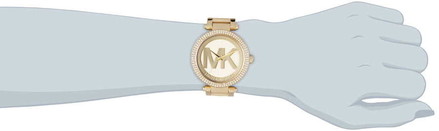 Michael Kors Parker Diamonds Gold Dial Gold Steel Strap Watch for Women - MK5784