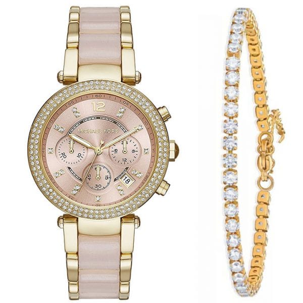 Michael Kors Parker Gold Dial Two Tone Steel Strap Watch for Women - MK6326