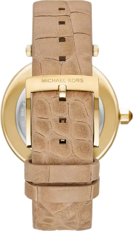 Michael Kors Parker Three-Hand Gold Dial Brown Leather Strap Watch For Women - MK4725
