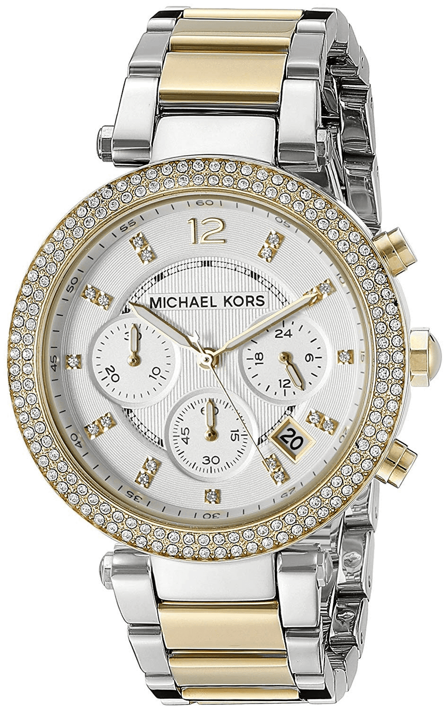Michael Kors Parker White Dial Two Tone Steel Strap Watch for Women - MK6055