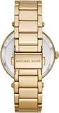 Michael Kors Parker Analog Crystals Gold Dial Gold Steel Strap Watch For Women - MK7283