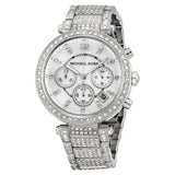 Michael Kors Parker Mother of Pearl Dial Diamonds Silver Steel Strap Watch for Women - MK5572