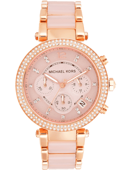 Michael Kors Parker Pink Dial Two Tone Steel Strap Watch for Women - MK5896