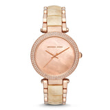 Michael Kors Parker Mother of Pearl Pink Dial Two Tone Steel Strap Watch for Women - MK6492