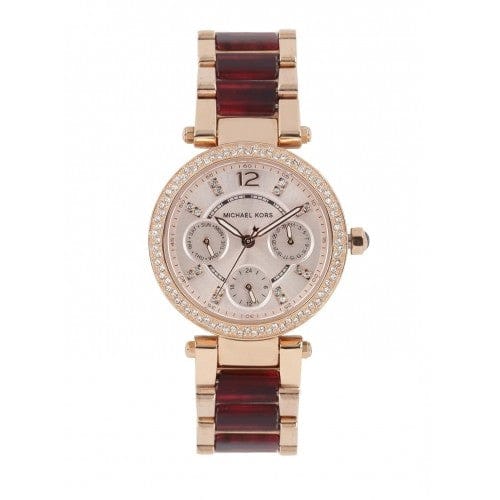 Michael Kors Parker Rose Gold Dial Two Tone Steel Strap Watch for Women - MK6239