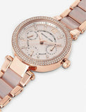 Michael Kors Parker Pink Dial Two Tone Steel Strap Watch for Women - MK6110