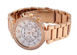 Michael Kors Parker White Dial with Diamonds Rose Gold Steel Strap Watch for Women - MK5491