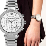 Michael Kors Parker Silver Dial Silver Steel Strap Watch for Women - MK5353