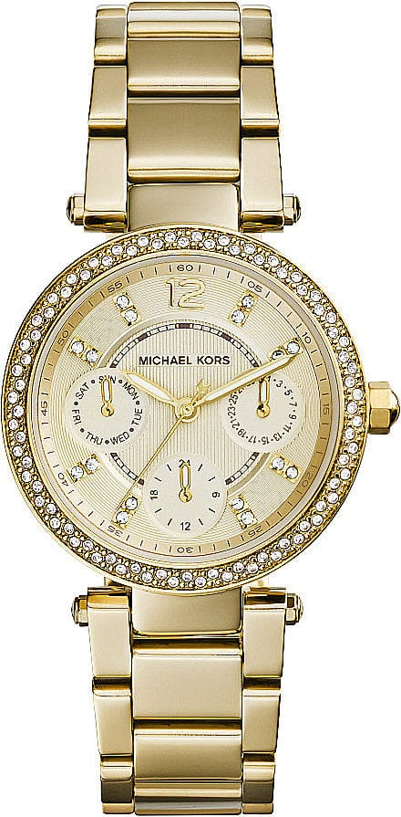 Michael Kors Parker White Dial Gold Steel Strap Watch for Women - MK6056