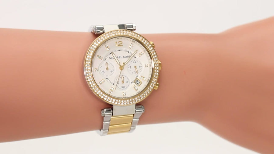 Michael Kors Parker White Dial Two Tone Steel Strap Watch for Women - MK5626
