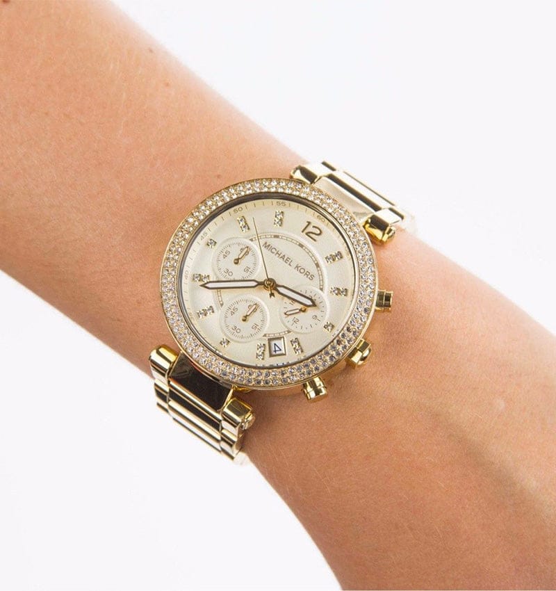 Michael Kors Parker White Dial Two Tone Steel Strap Watch for Women - MK5626