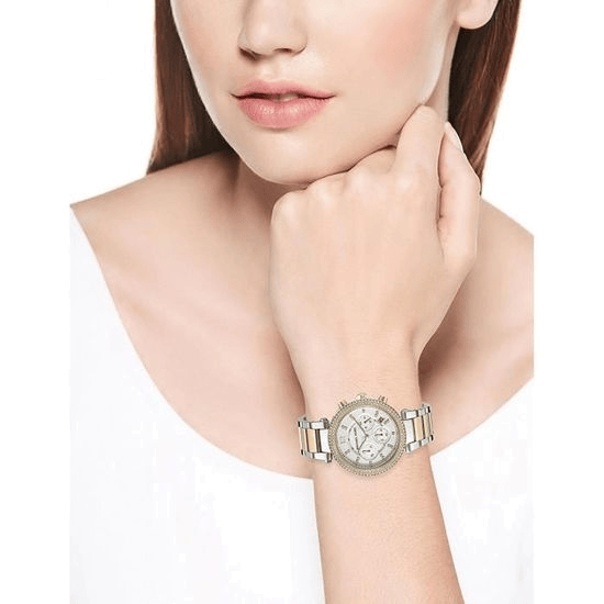 Michael Kors Parker White Dial Two Tone Steel Strap Watch for Women - MK5626