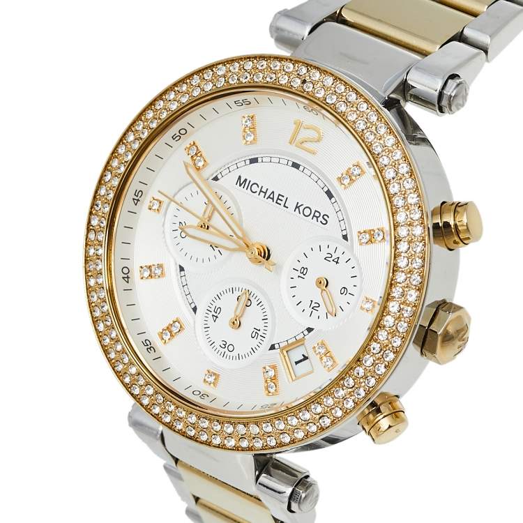 Michael Kors Parker White Dial Two Tone Steel Strap Watch for Women - MK5626
