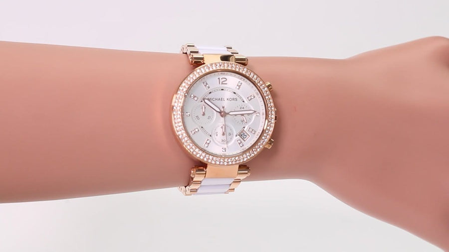 Michael Kors Parker White Dial Two Tone Steel Strap Watch for Women - MK5774