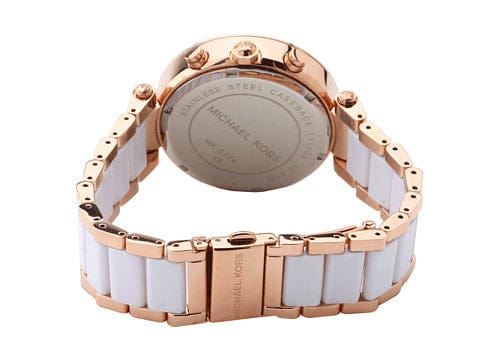 Michael Kors Parker White Dial Two Tone Steel Strap Watch for Women - MK5774