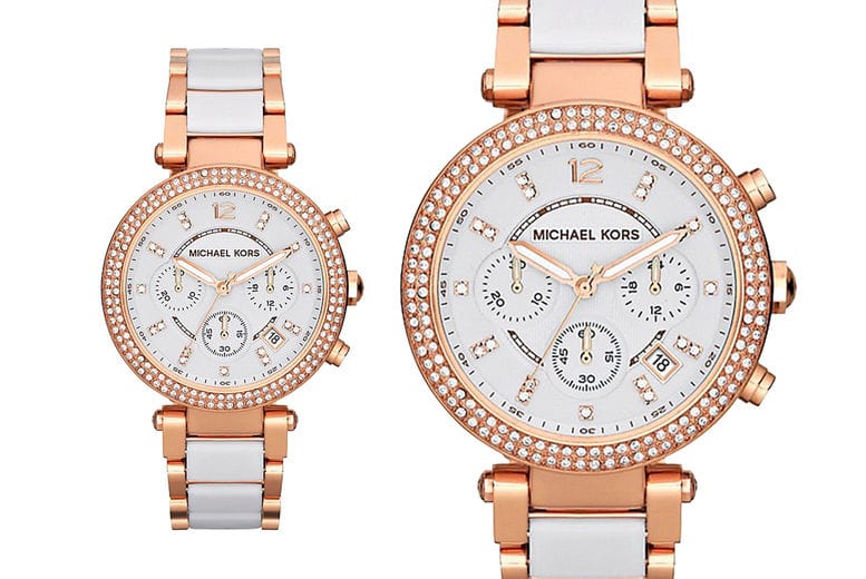 Michael Kors Parker White Dial Two Tone Steel Strap Watch for Women - MK5774