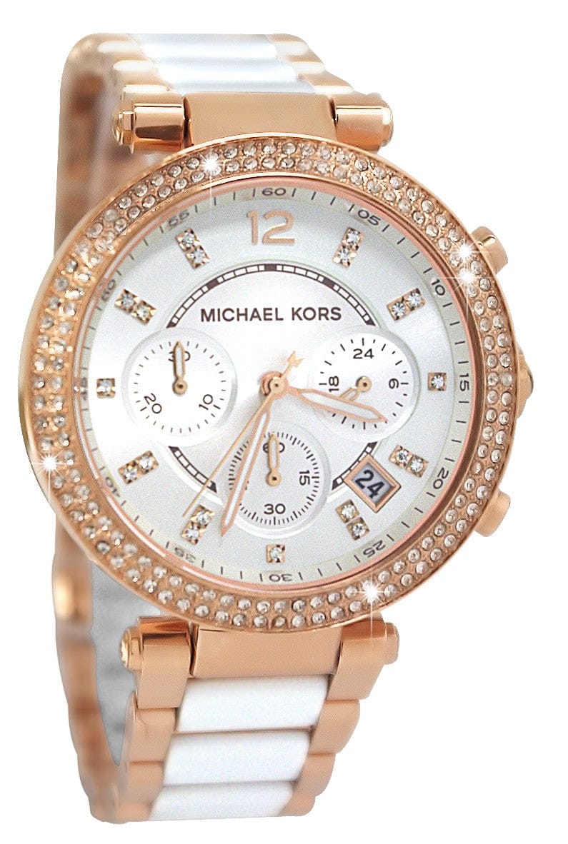 Michael Kors Parker White Dial Two Tone Steel Strap Watch for Women - MK5774