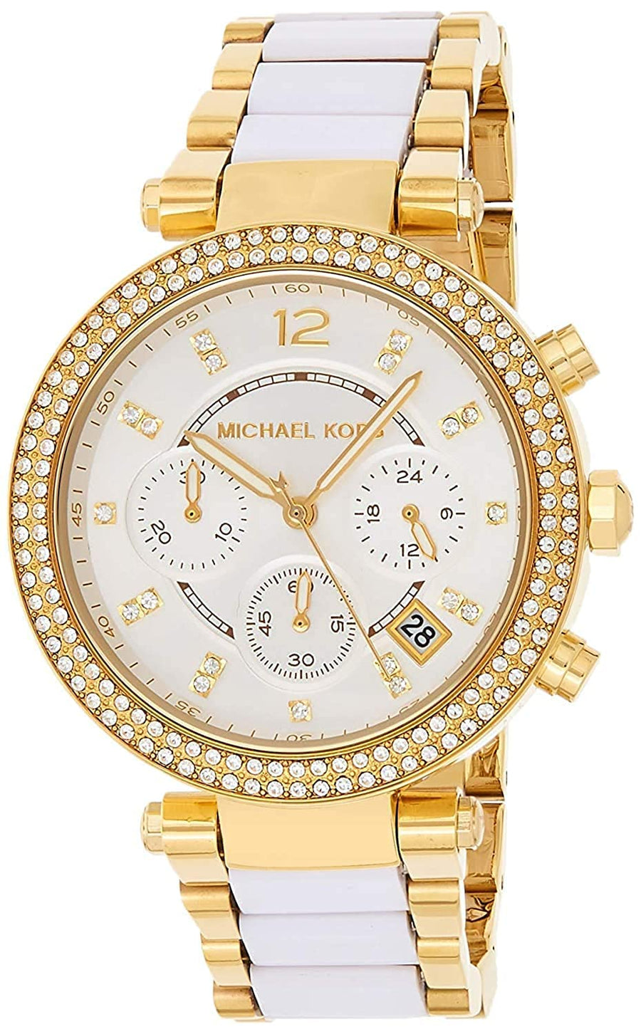 Michael Kors Parker White Dial Two Tone Steel Strap Watch for Women - MK6119
