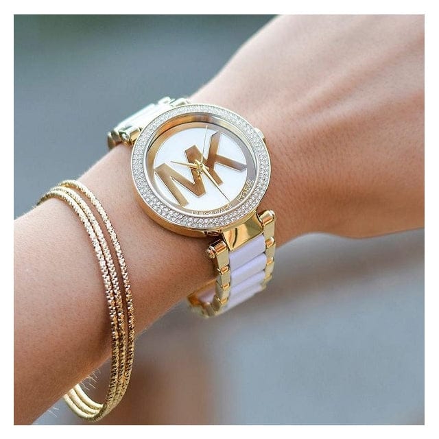 Michael Kors Parker White Dial Two Tone Steel Strap Watch for Women - MK6313