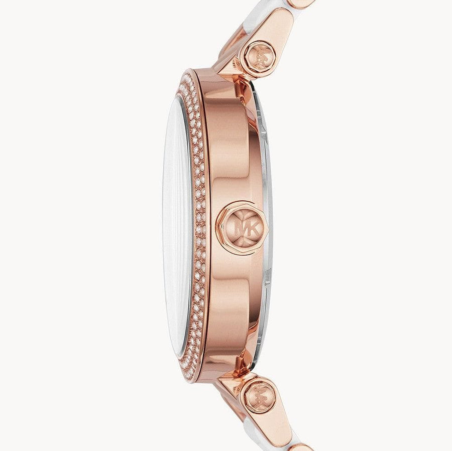 Michael Kors Parker White Dial Two Tone Steel Strap Watch for Women - MK6365