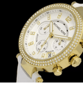 Michael Kors Parker White Dial with Diamonds White Leather Strap Watch for Women - MK2290