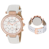 Michael Kors Parker White Diamonds Dial White Leather Strap Watch for Women - MK2281