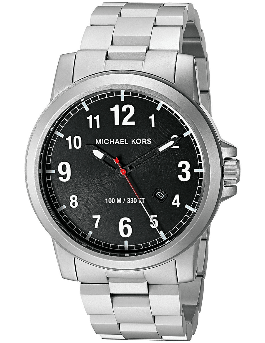 Michael Kors Paxton Analog Black Dial Silver Steel Strap Watch For Men - MK8500