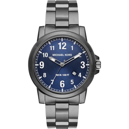 Michael Kors Paxton Analog Blue Dial Grey Steel Strap Watch For Men - MK8499