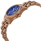 Michael Kors Lexington Quartz Blue Dial Rose Gold Steel Strap Watch For Women - MK3272