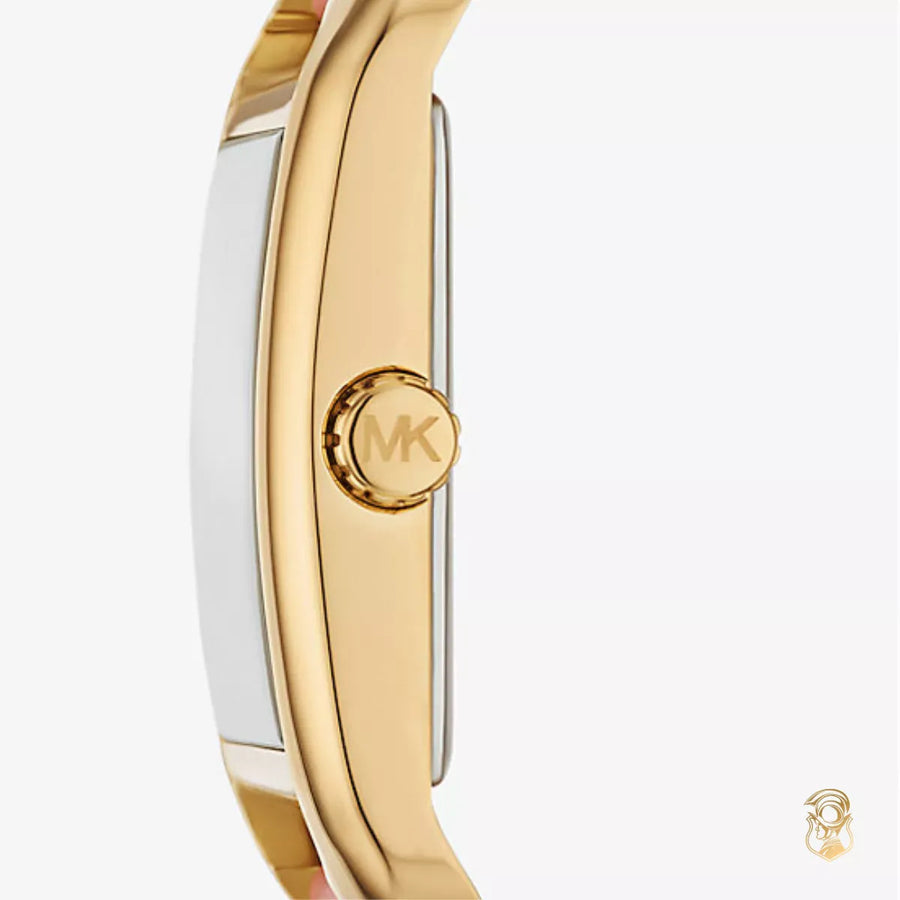 Michael Kors Petite Monroe White Dial Orange Leather Strap Watch for Women - MKO1060