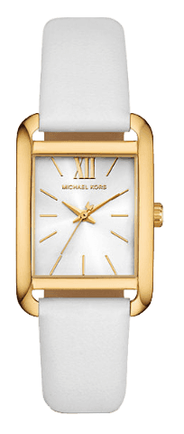 Michael Kors Petite Quartz White Dial White Leather Strap Watch for Women - MKO1059