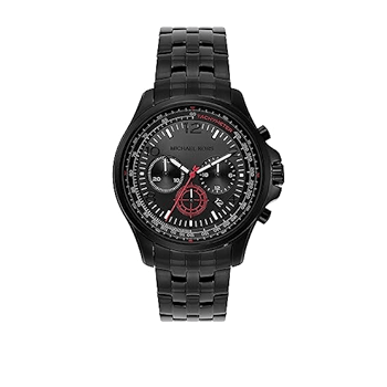 Michael Kors Pilot Chronograph Black Dial Black Steel Strap Watch For Men - MK9127