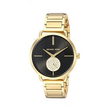 Michael Kors Portia Black Dial Gold Steel Strap Watch for Women - MK3788