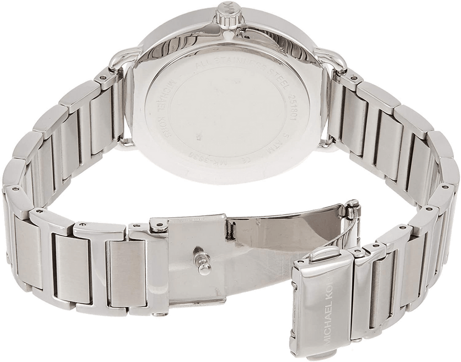 Michael Kors Portia Black Dial Silver Steel Strap Watch for Women - MK3638