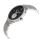 Michael Kors Portia Black Dial Silver Steel Strap Watch for Women - MK3638