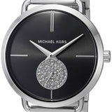 Michael Kors Portia Black Dial Silver Steel Strap Watch for Women - MK3638