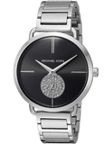 Michael Kors Portia Black Dial Silver Steel Strap Watch for Women - MK3638