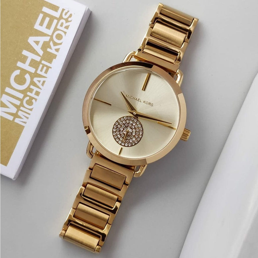 Michael Kors Portia Gold Dial Gold Steel Strap Watch for Women - MK3639