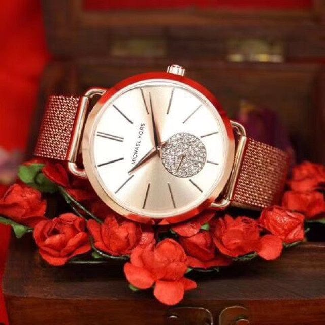 Michael Kors Portia Rose Gold Dial Rose Gold Mesh Bracelet Watch for Women - MK3845