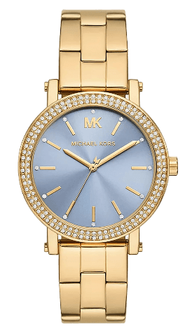 Michael Kors Quartz Blue Dial Gold Steel Strap Watch for Men - MKO1048
