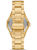 Michael Kors Raquel Three Hand Crystals Gold Dial Gold Steel Strap Watch For Women - MK7398