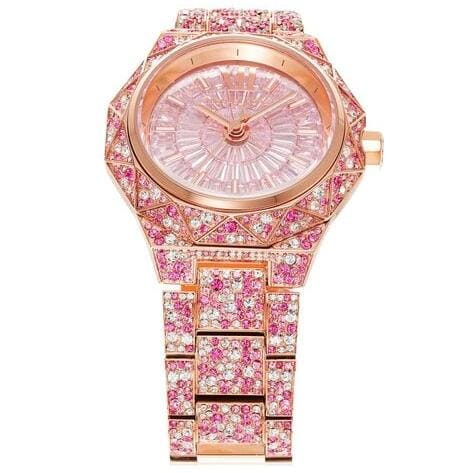 Michael Kors Raquel Three-Hand Crystals Pink Dial Rose Gold Steel Strap Watch For Women - MK7343