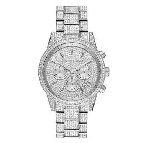 Michael Kors Ritz Chronograph Crystals Silver Dial Silver Steel Strap Watch for Women - MK6746